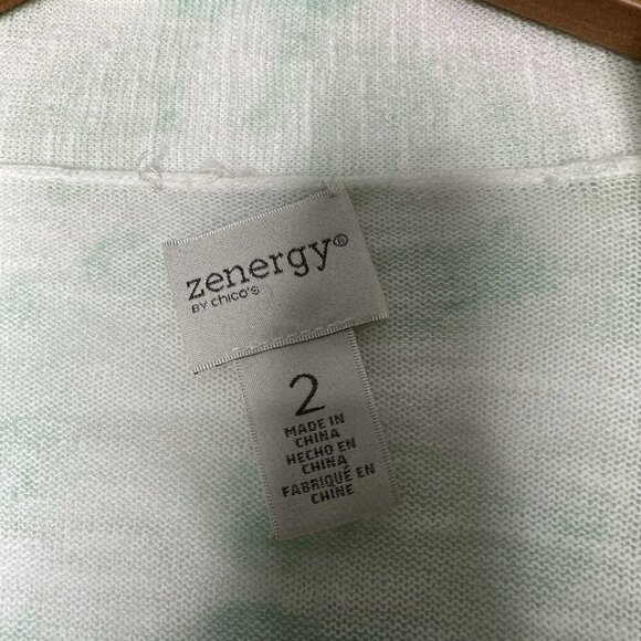 NWT Chicos Zenergy Cardigan Tie Dye Penelope Mint Seaglass Tie Front Large - Picture 4 of 9